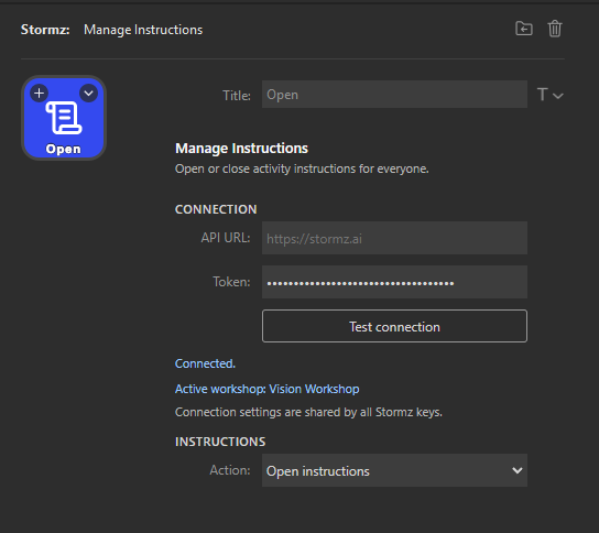 Adding a Stormz action to a Stream Deck key.