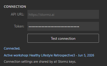 Stream Deck connection settings for the Stormz plugin.